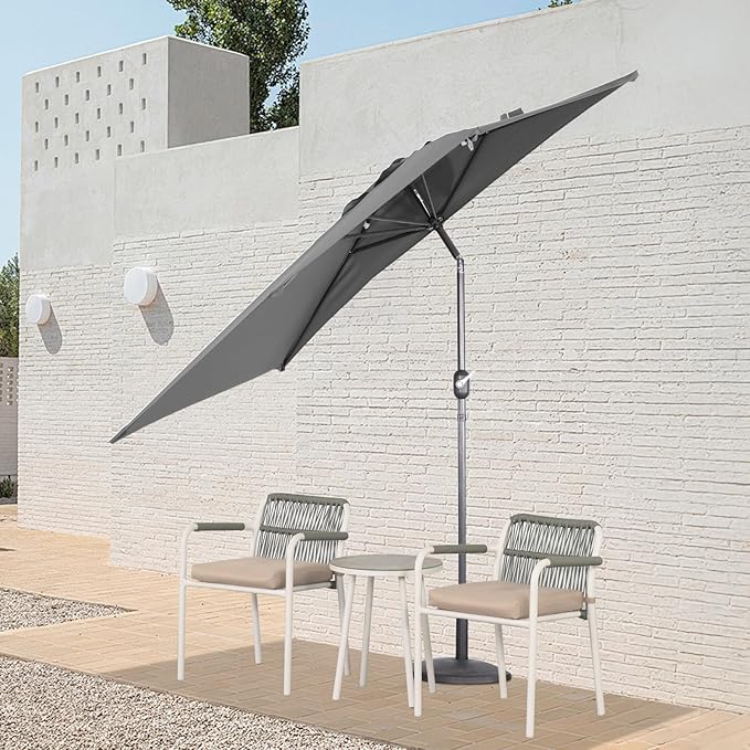 Half Rectangular Patio Parasol UV30+ Tilt Crank Handle Angel Living