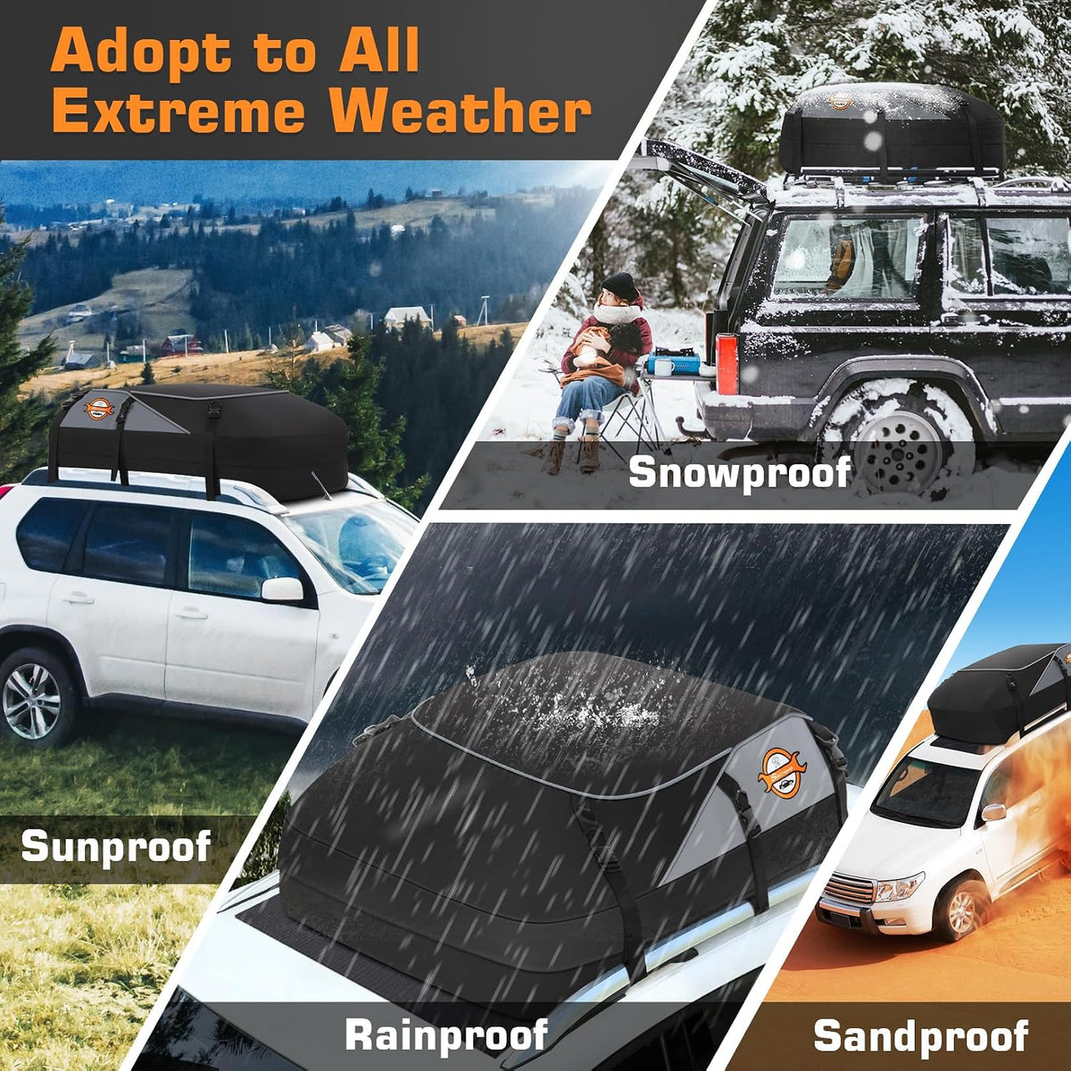Car Roof Bag 20 Cu Ft Waterproof Cargo Carrier Door Hooks Sailnovo Rooftop Travel