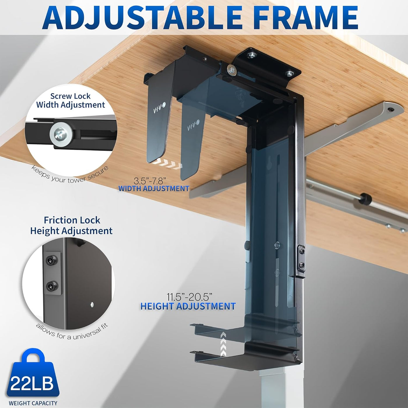 Under Desk PC Mount Adjustable Wall Computer Case Holder VIVO MOUNT-PC01
