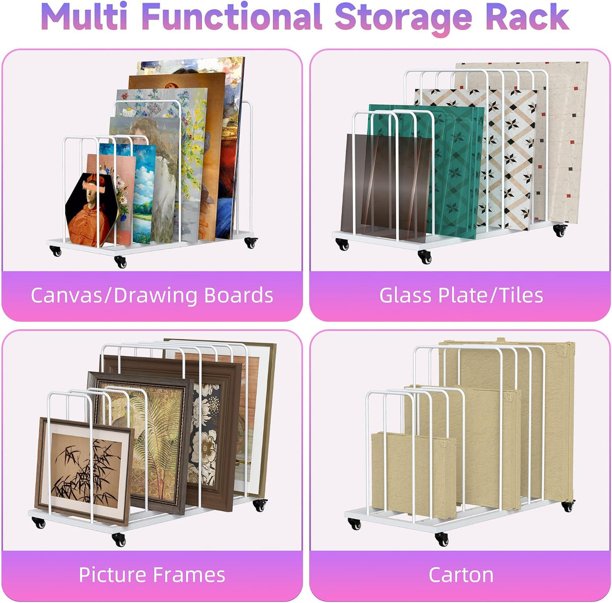 Art Drying Rack Adjustable Canvas Storage Display with Wheels lesolar Classroom