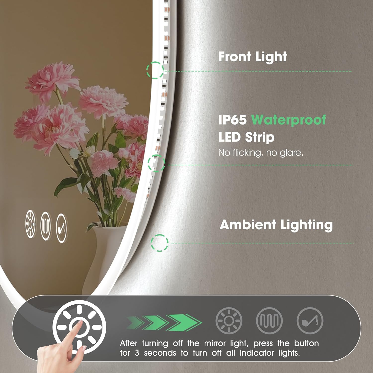Oval LED Bathroom Mirror 500x800 Bluetooth Anti Fog Dimmable S'bagno