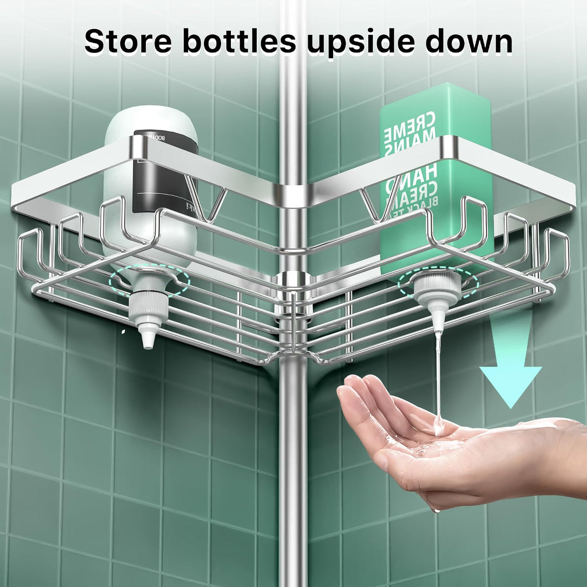 Corner Shower Caddy 25-114 Inch Telescopic 4 Basket No Drill Rustproof Silver Rack