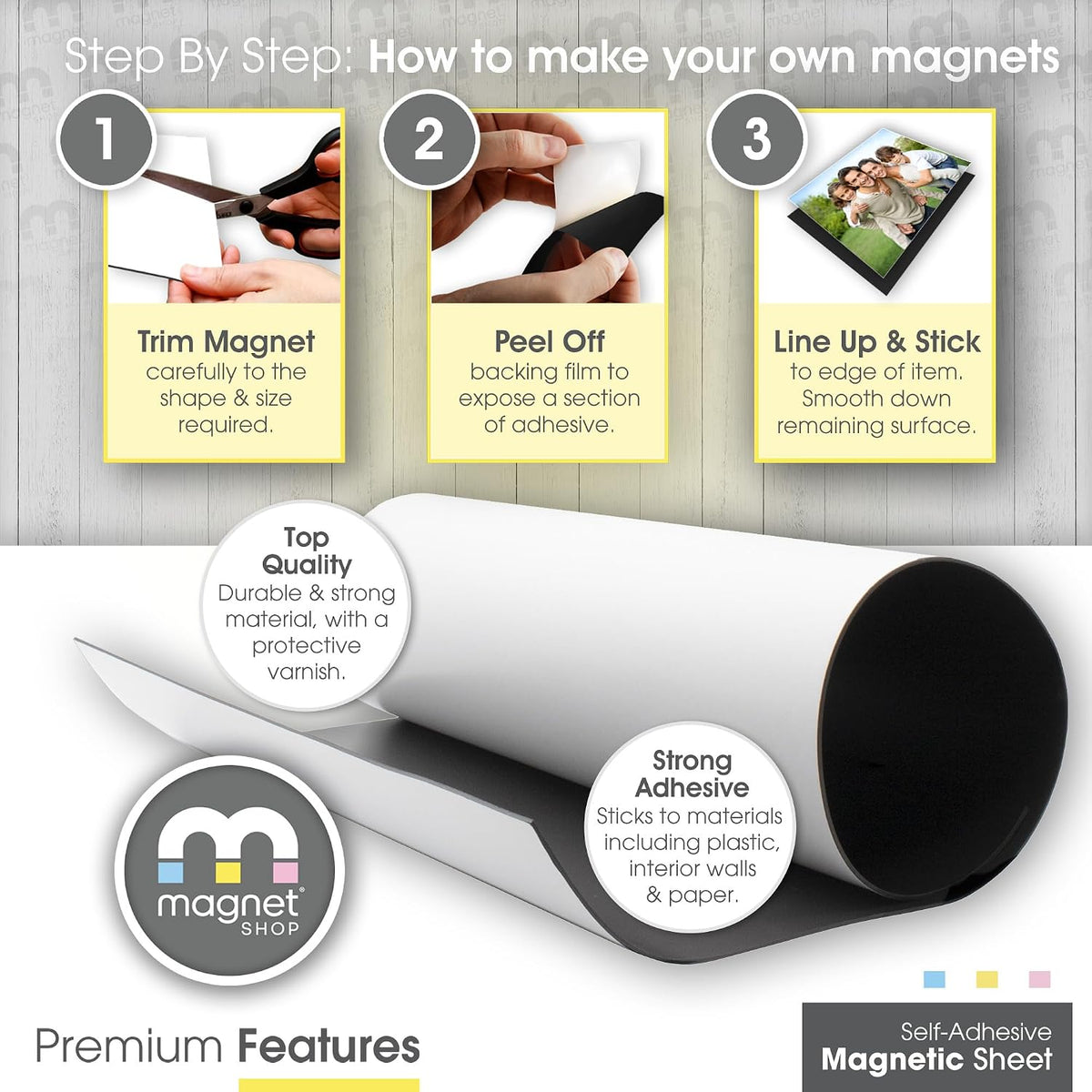 Magnetic Sheets Self-Adhesive A4 0.85mm Flexible Strong 10 Pack TMS