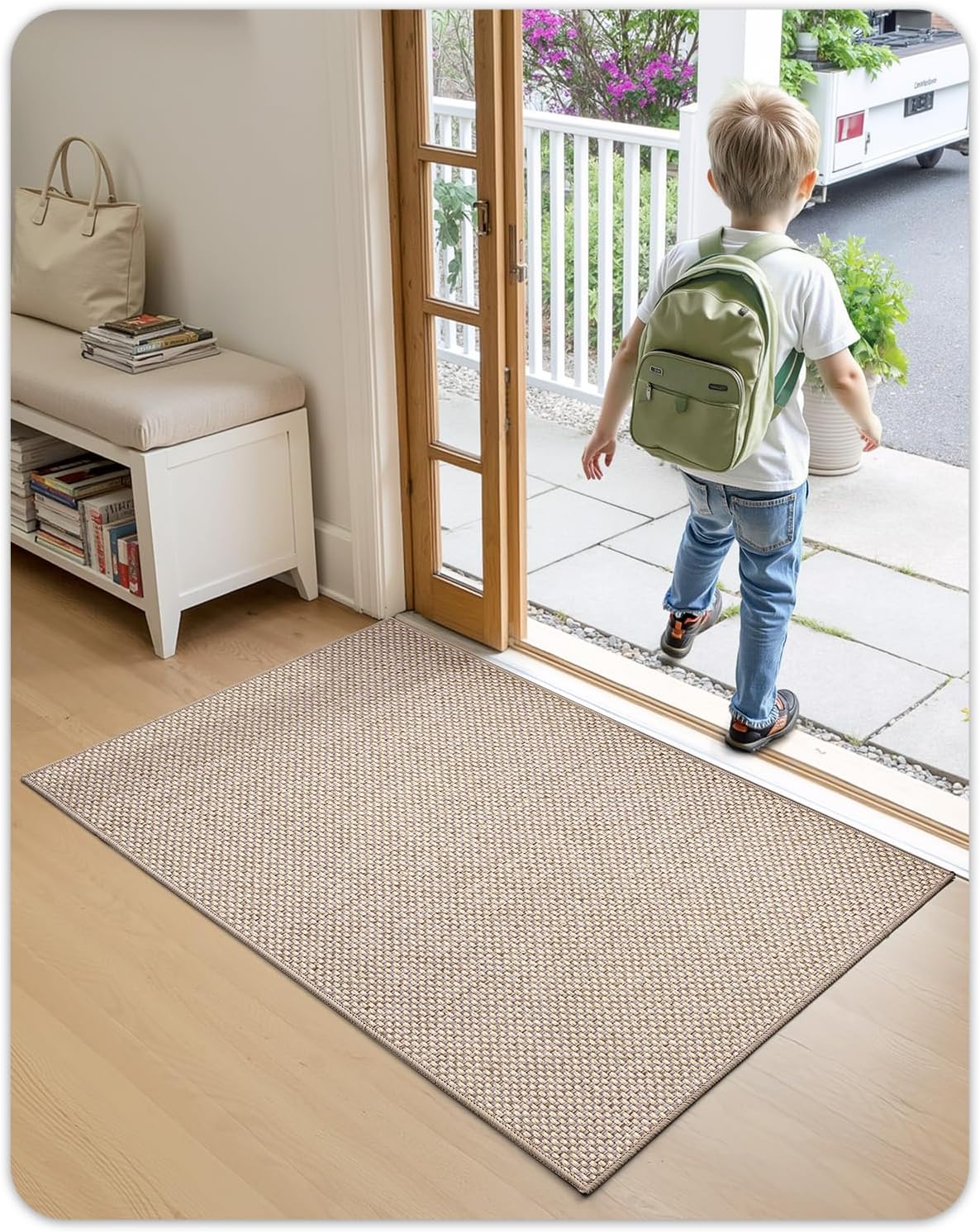 Indoor Door Mat 65x120cm Ultra Thin Entrance Floor Mat Khaki COLOR&GEOMETRY