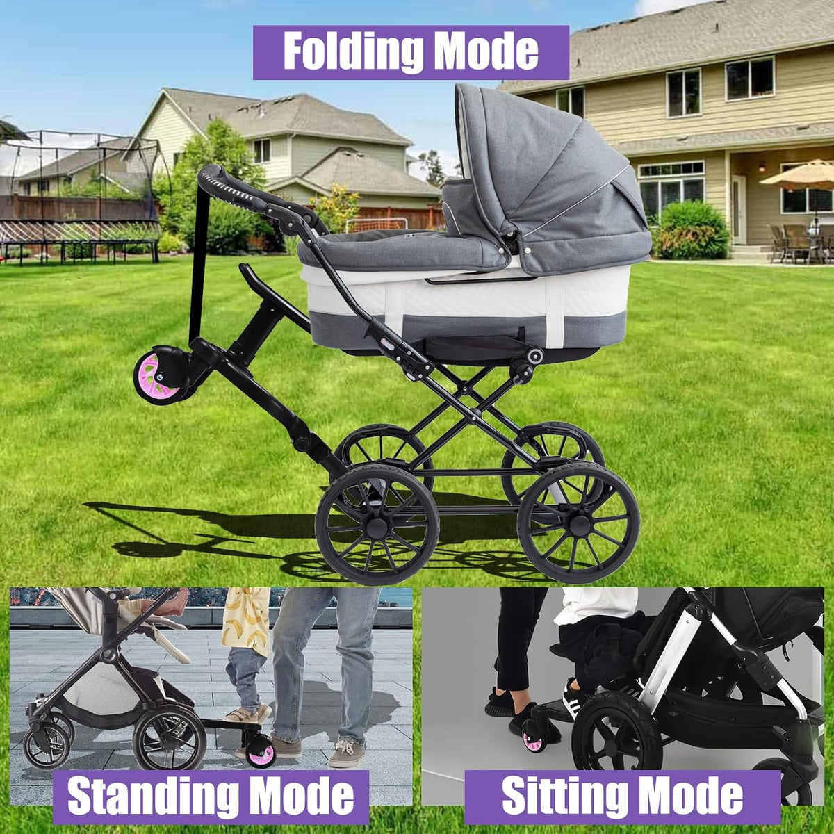 Buggy Board with Seat Toddler Stroller Ride On Board Universal Pushchair Platform