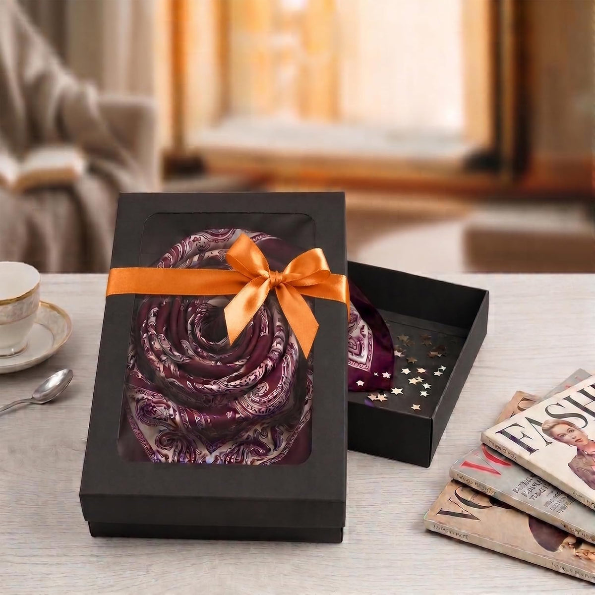 Gift Boxes 12 Pack Black Clear Window 29.5x22x4.5cm Present Boxes Emartbuy
