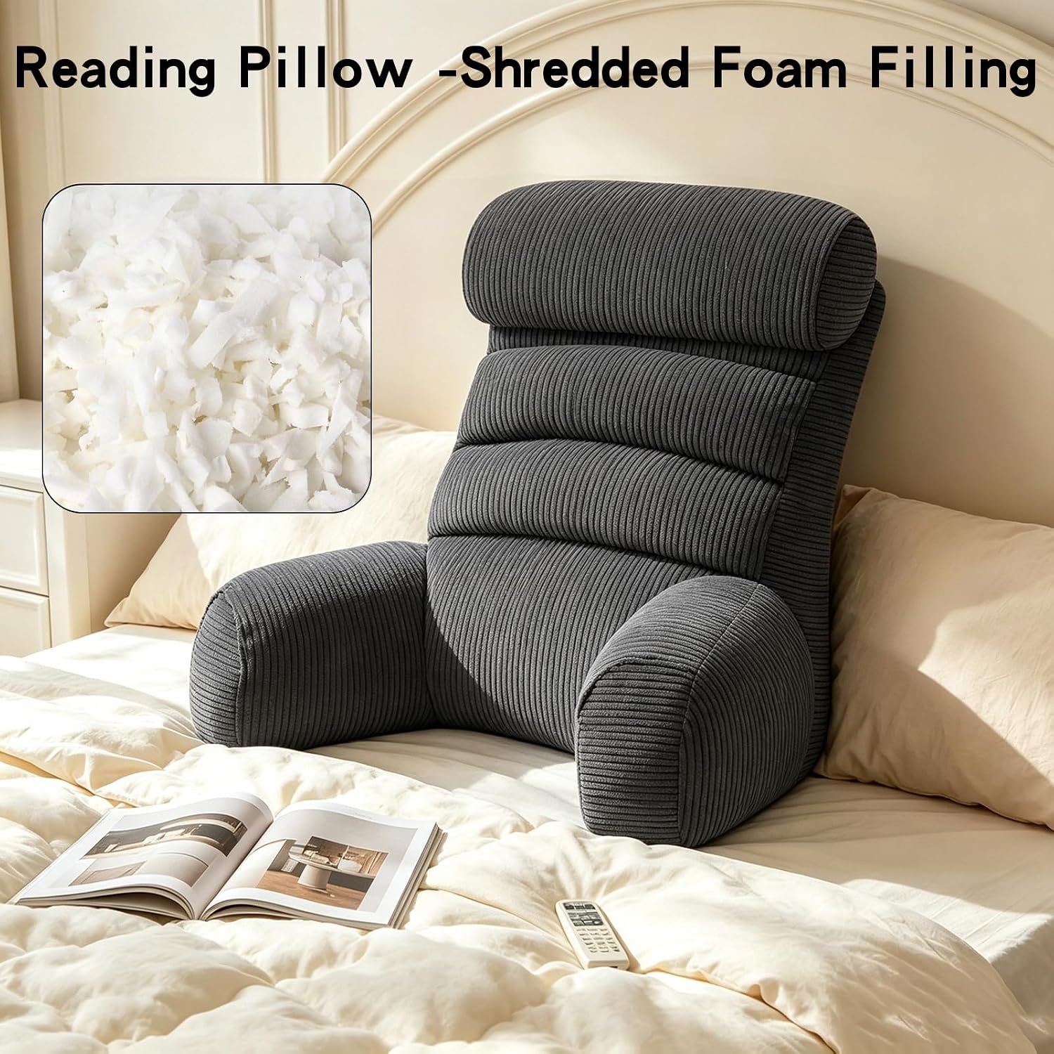 Reading Pillow for Bed Back Support Cuddle Cushion Sitting Upright Comfort Pillow