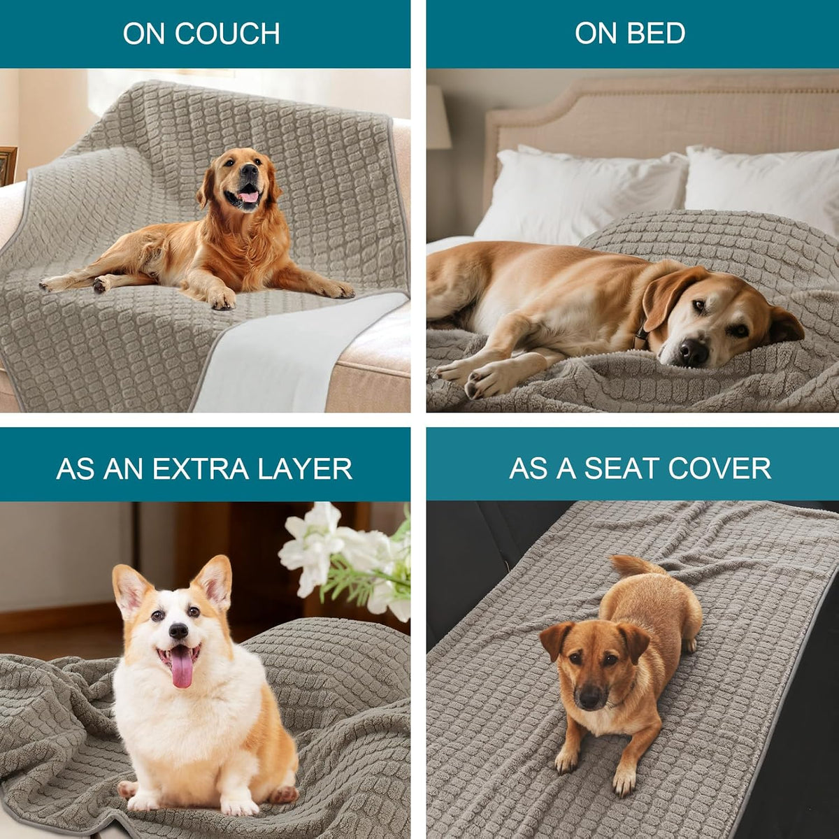 Waterproof Dog Blanket 127x152cm Reversible Washable Sofa Cover H.Versailtex