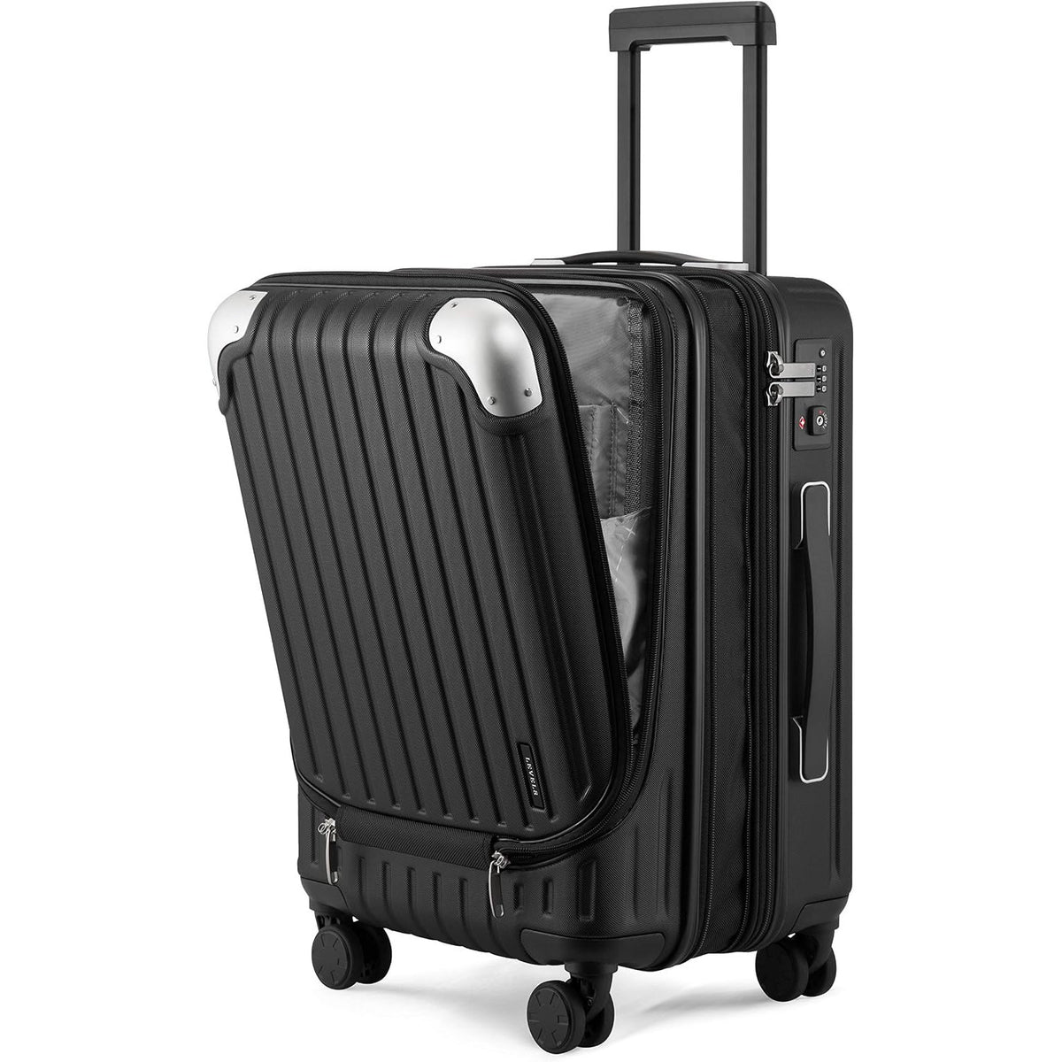 Carry On Suitcase 55cm Expandable Laptop Compartment TSA Black LEVEL8 Cabin Luggage