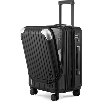 Carry On Suitcase 55cm Expandable Laptop Compartment TSA Black LEVEL8 Cabin Luggage