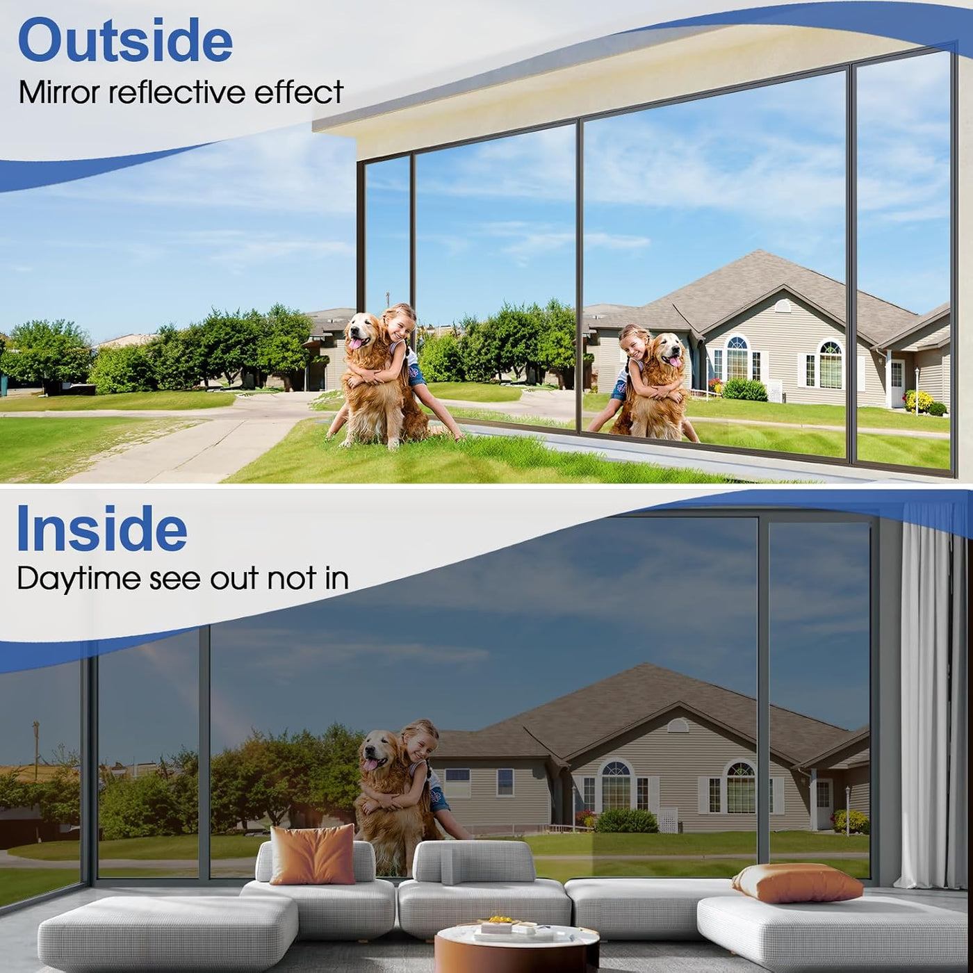 Reflective Window Film Privacy 44.5x200cm Black UV Sun Blocker Lifetree Glass