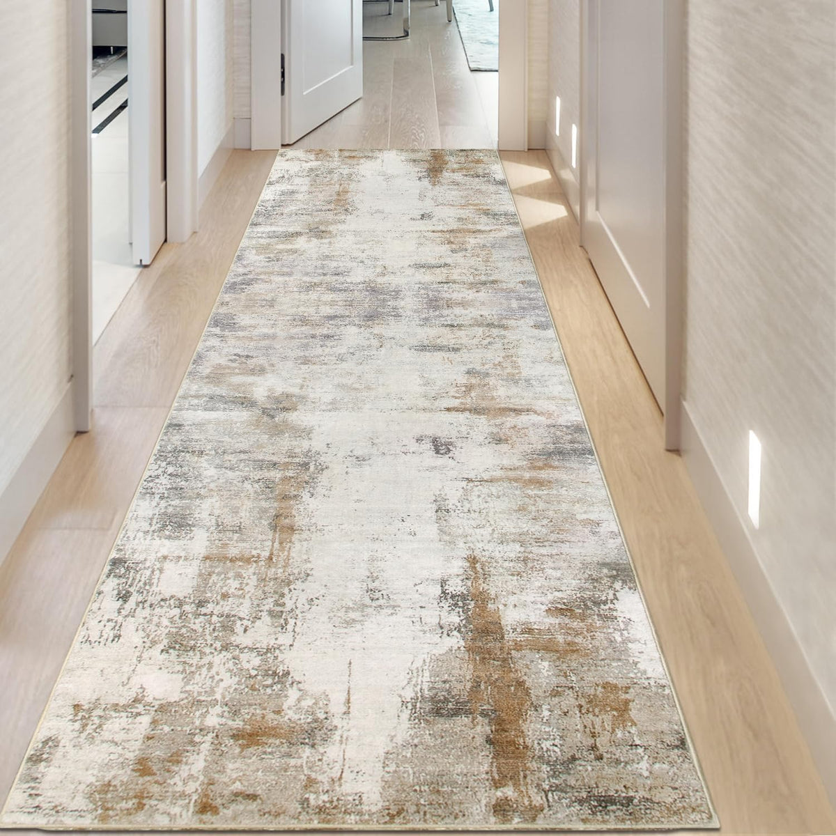 Hallway Runner Rug 60x300cm Non Slip Washable Brown Beige Carpet Famibay Home