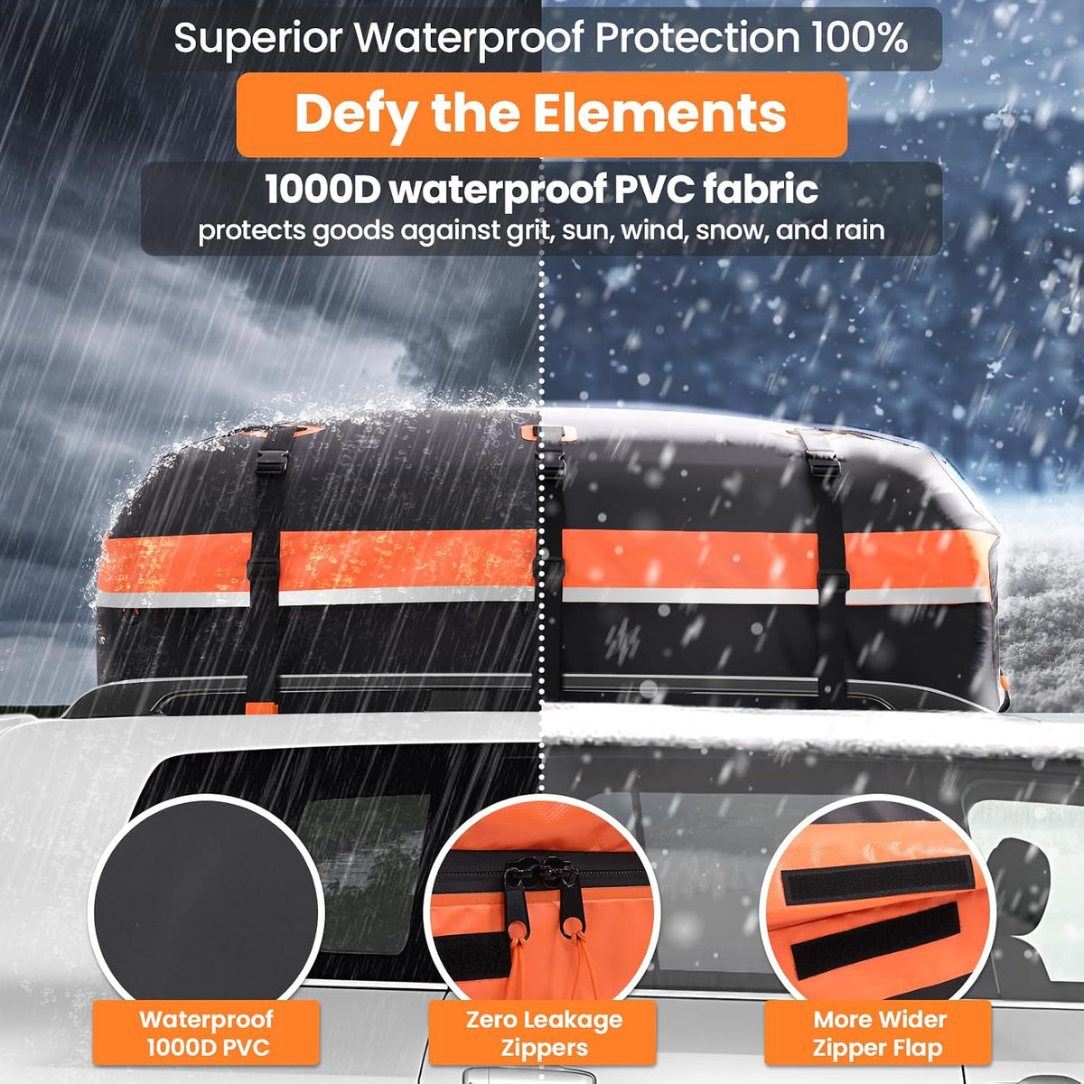 Car Roof Bag 21 Cu Ft 595L Waterproof Foldable Soft Roof Box Sailnovo Cargo Carrier
