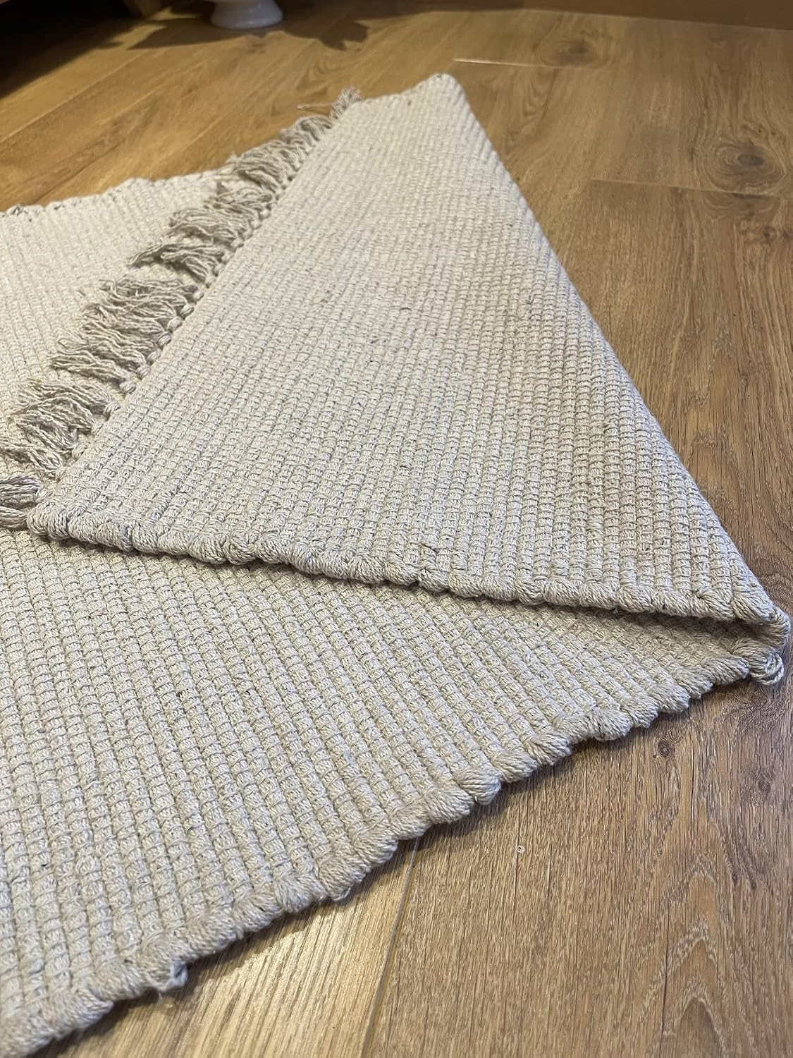 Cotton Rug 150x240cm Soft Muted Cream Hand Loomed GoodWeave Natural Hush Carpet