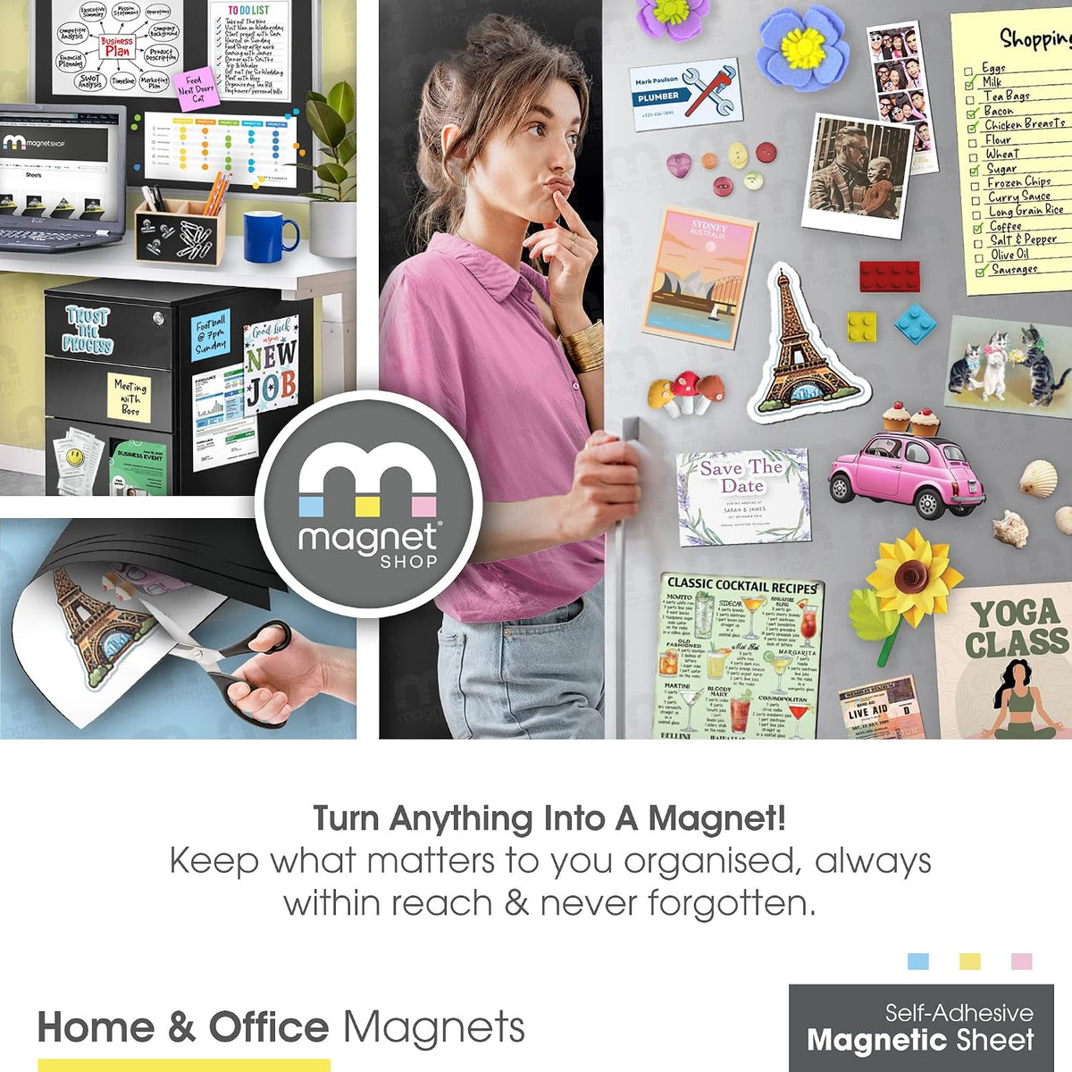 Magnetic Sheets Self-Adhesive A4 0.85mm Flexible Strong 10 Pack TMS