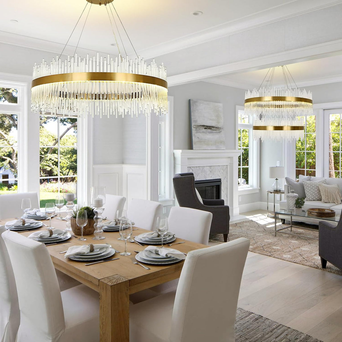 Crystal Chandelier 80cm Gold LED Round Pendant Ceiling Light Modern Hanging Lamp