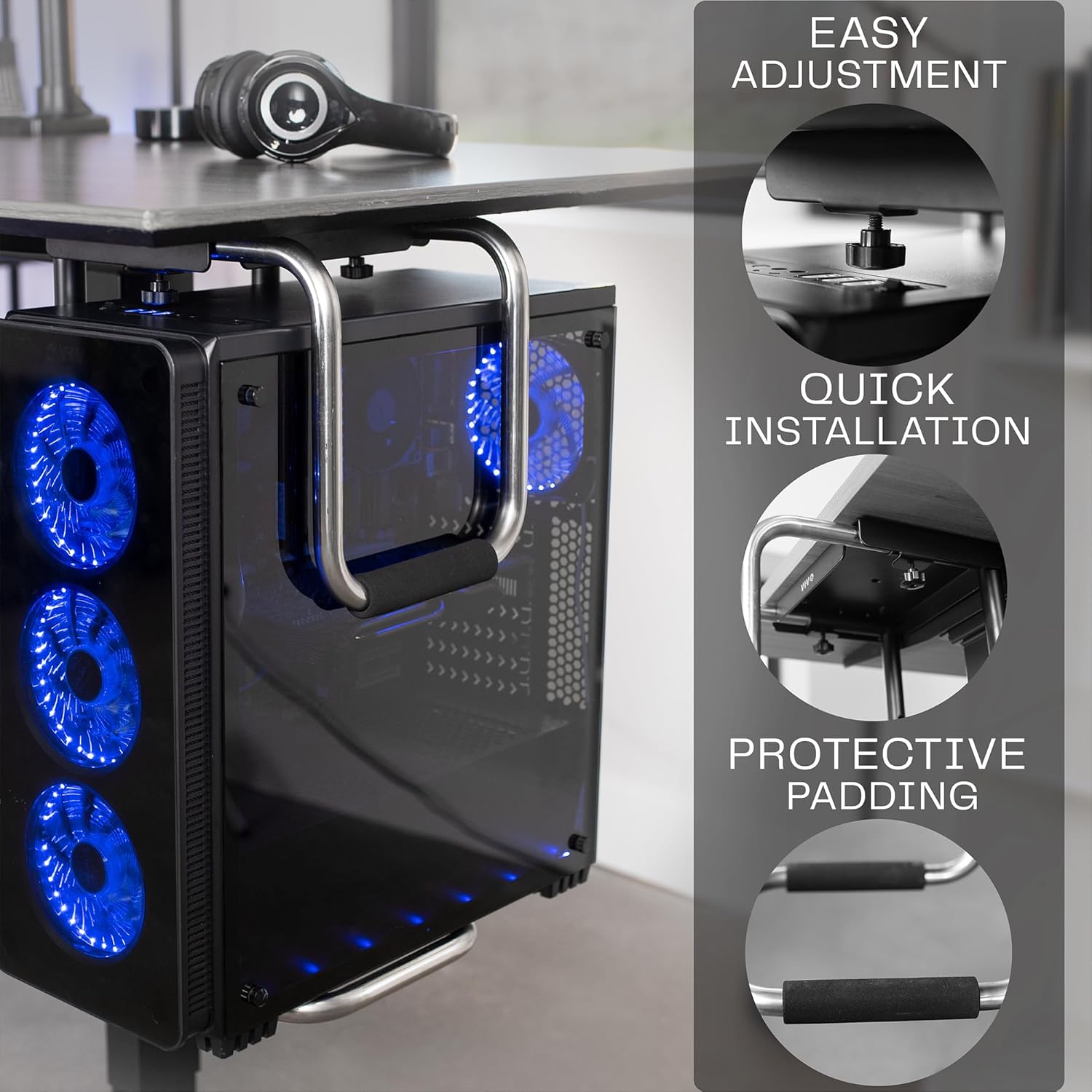 Under Desk PC Mount Heavy Duty Adjustable Computer Case Holder 66lbs VIVO