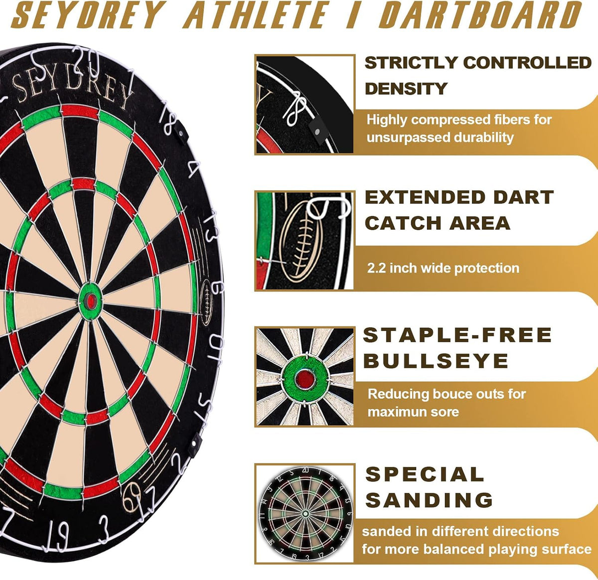 Dartboard Set Steel Tip 6 Darts 12 Flights Rotating Number Ring Bullseye Game Kit