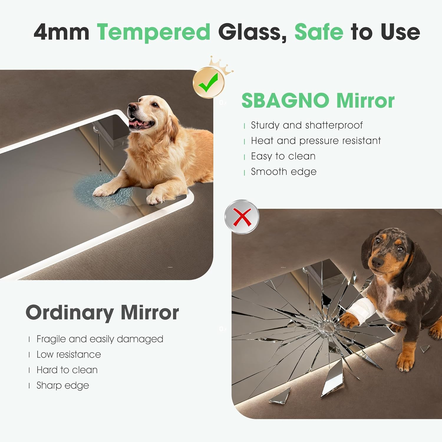 Bluetooth Bathroom LED Mirror 500x700 Anti Fog Dimmable S'bagno