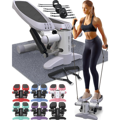 Stepper Machine with Resistance Bands LCD Mini Step Exercise Nordic Lifting