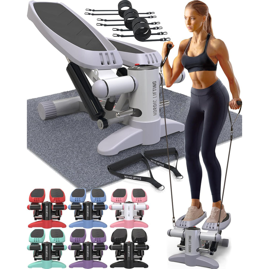 Nordic Lifting Step Machine w/ Resistance Bands & LCD Monitor, Full Body Workout - Massive Discounts