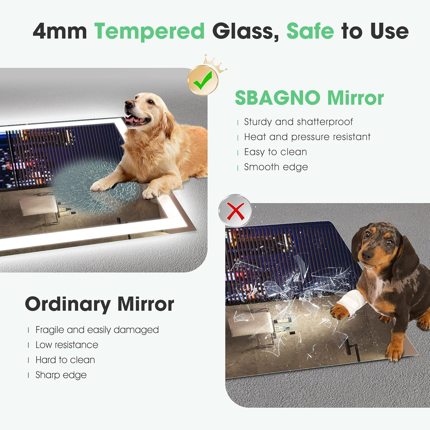 Bathroom LED Mirror 800x600 Anti Fog Dimmable IP44 Memory S'bagno
