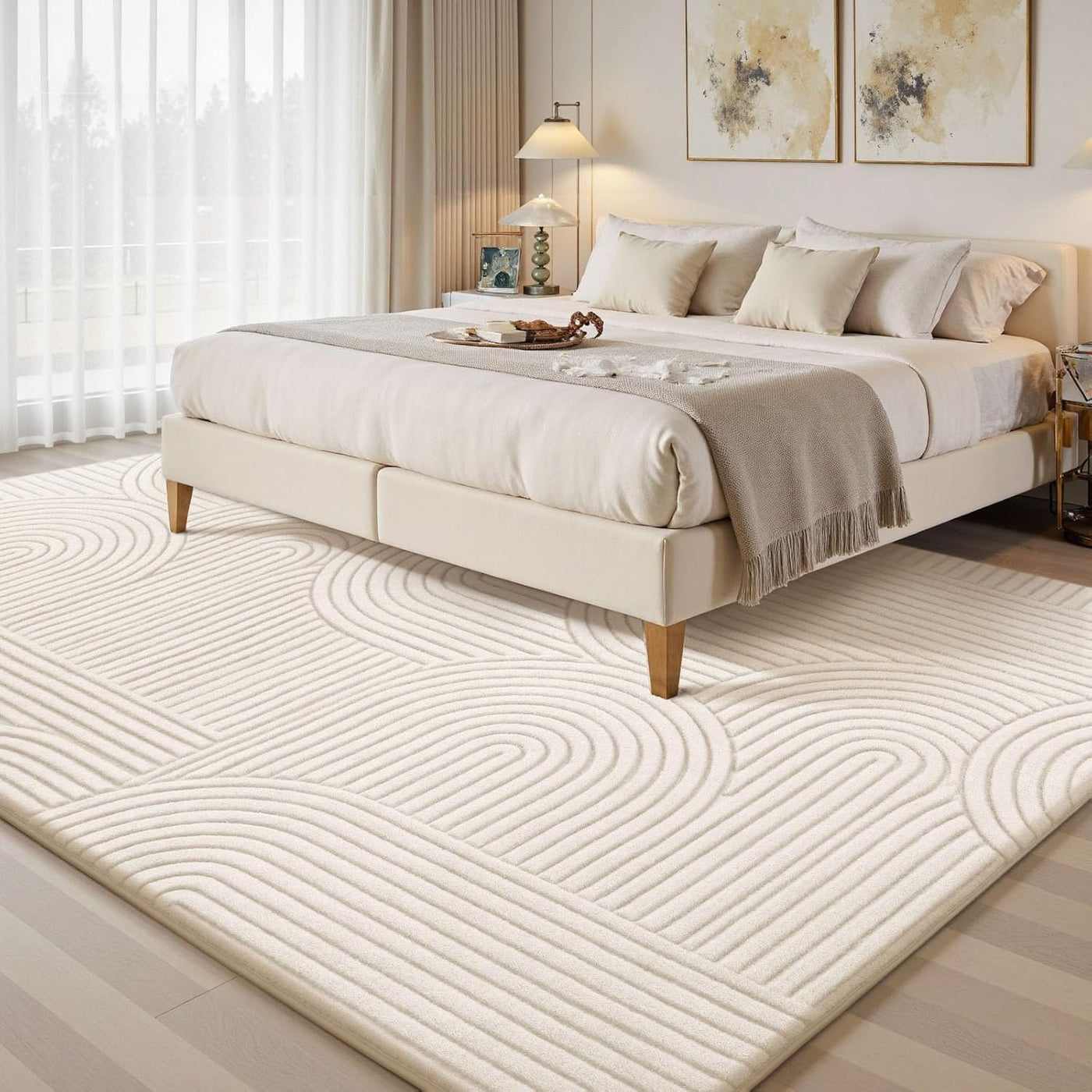 Large Rug 200x300cm Cream Soft Living Room Bedroom Carpet Extra Large Sour Lemon