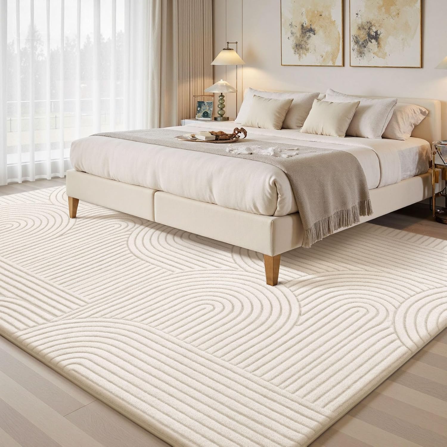 Large Rug 200x300cm Cream Soft Living Room Bedroom Carpet Extra Large Sour Lemon