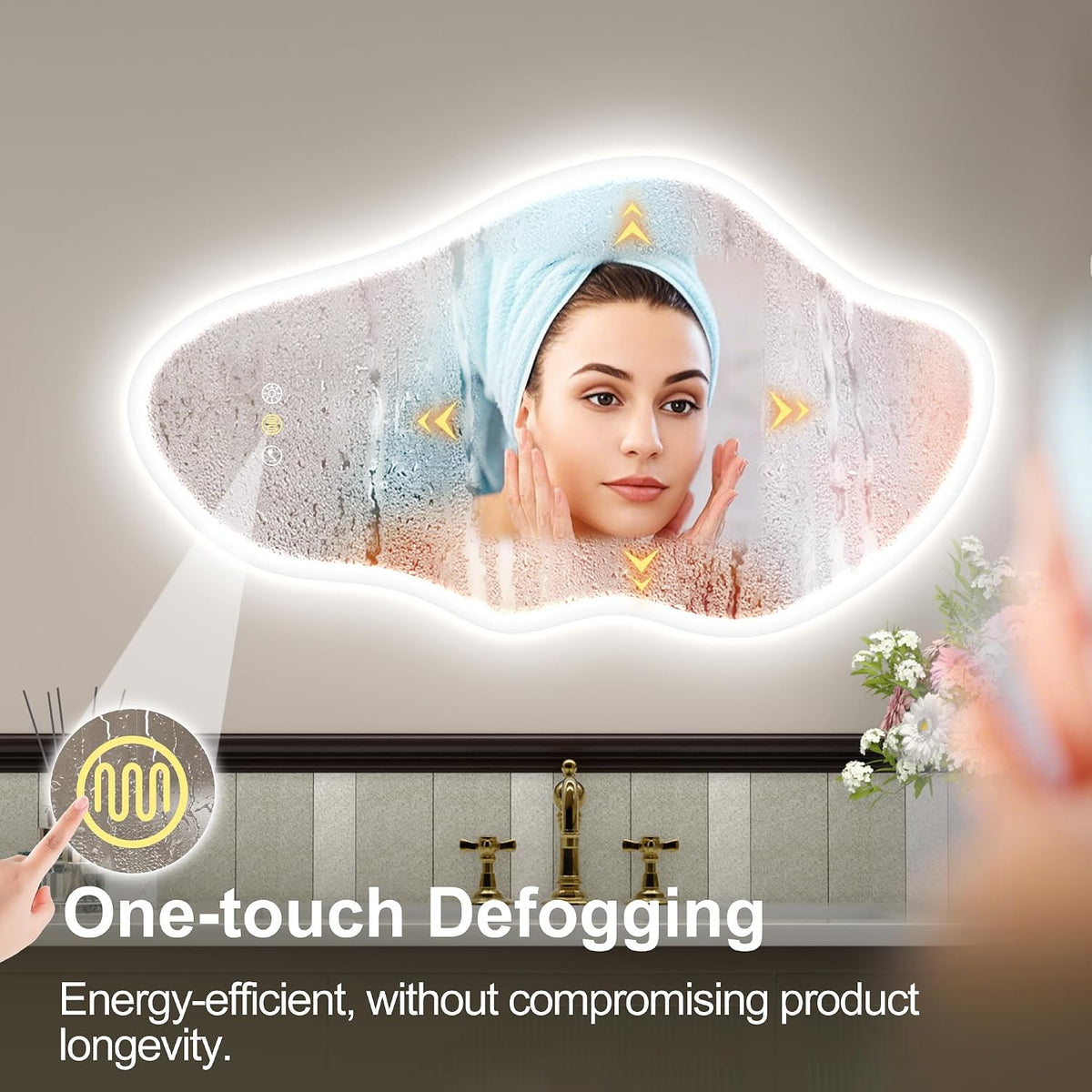 Irregular LED Bathroom Mirror 90 x 50cm Bluetooth Anti-Fog STARLEAD