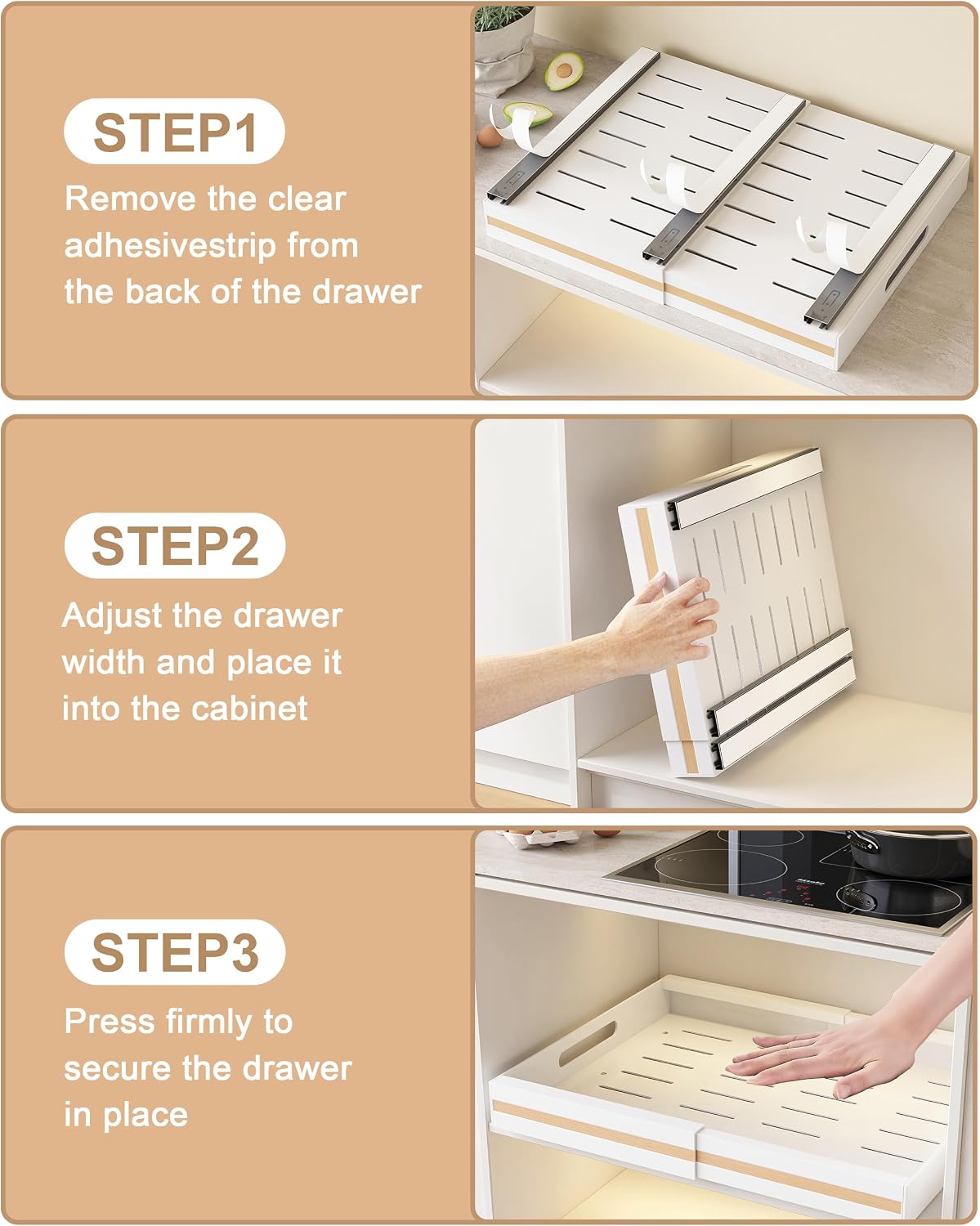 Pull Out Cabinet Organiser 2 Pack Expandable Cupboard Storage Shelves UMDONX