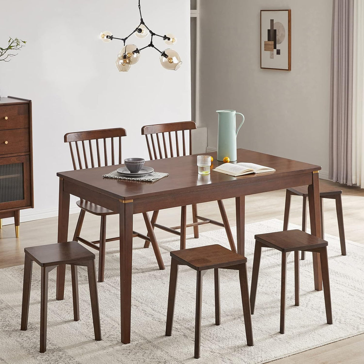 Wooden Stool Square Solid Wood Dressing Table Makeup Seat Brown Aibiju YDEU-1500
