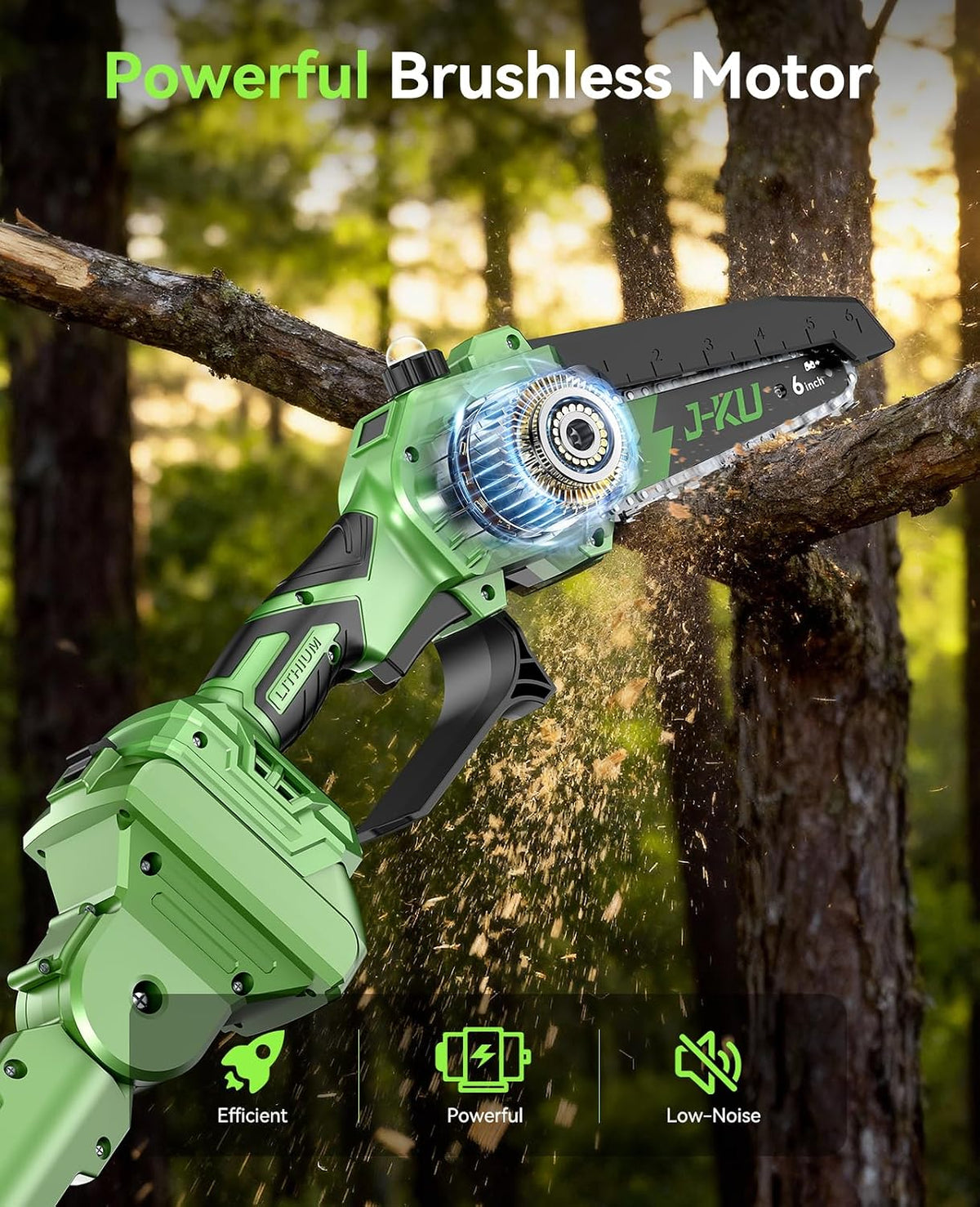 Cordless Pole Saw 6 Inch 2 in 1 Mini Chainsaw Extension Pole 2 Batteries Pruner