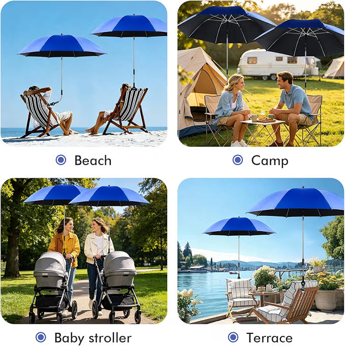 Chair Parasols 2 Pack UPF 50+ Universal Clamp 360 Adjustable Umbrella LIROPAU