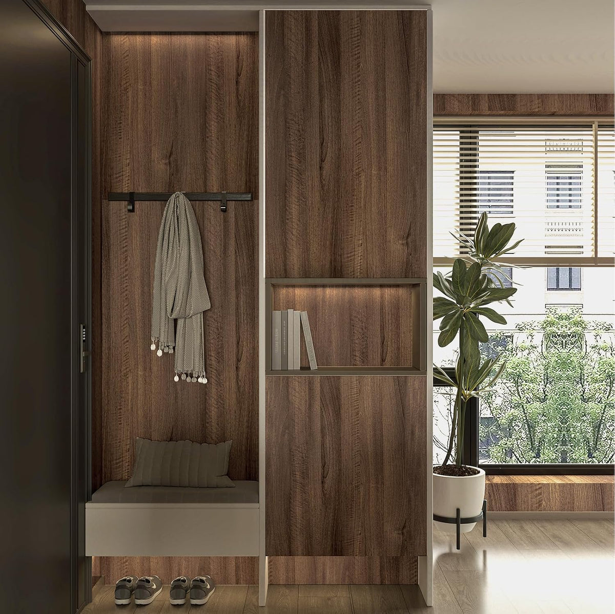 Wood Grain Contact Paper 80cm x 9m Walnut Peel Stick Waterproof Vinyl JSEVEM