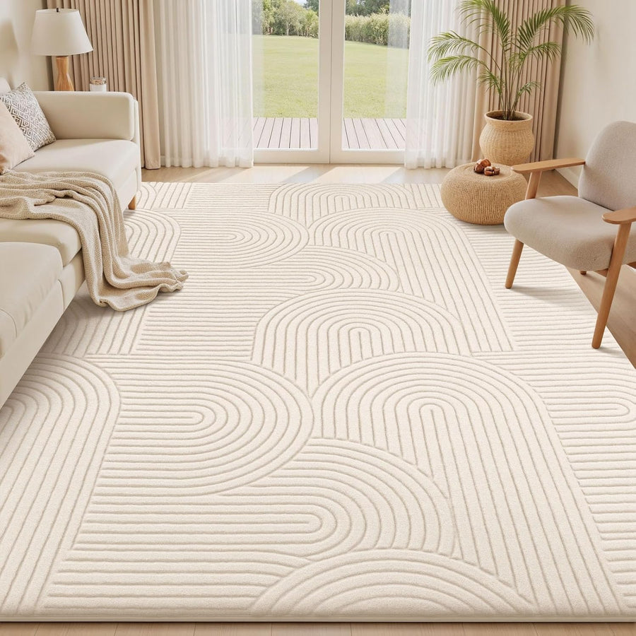 Large Rug 200x300cm Cream Soft Living Room Bedroom Carpet Extra Large Sour Lemon