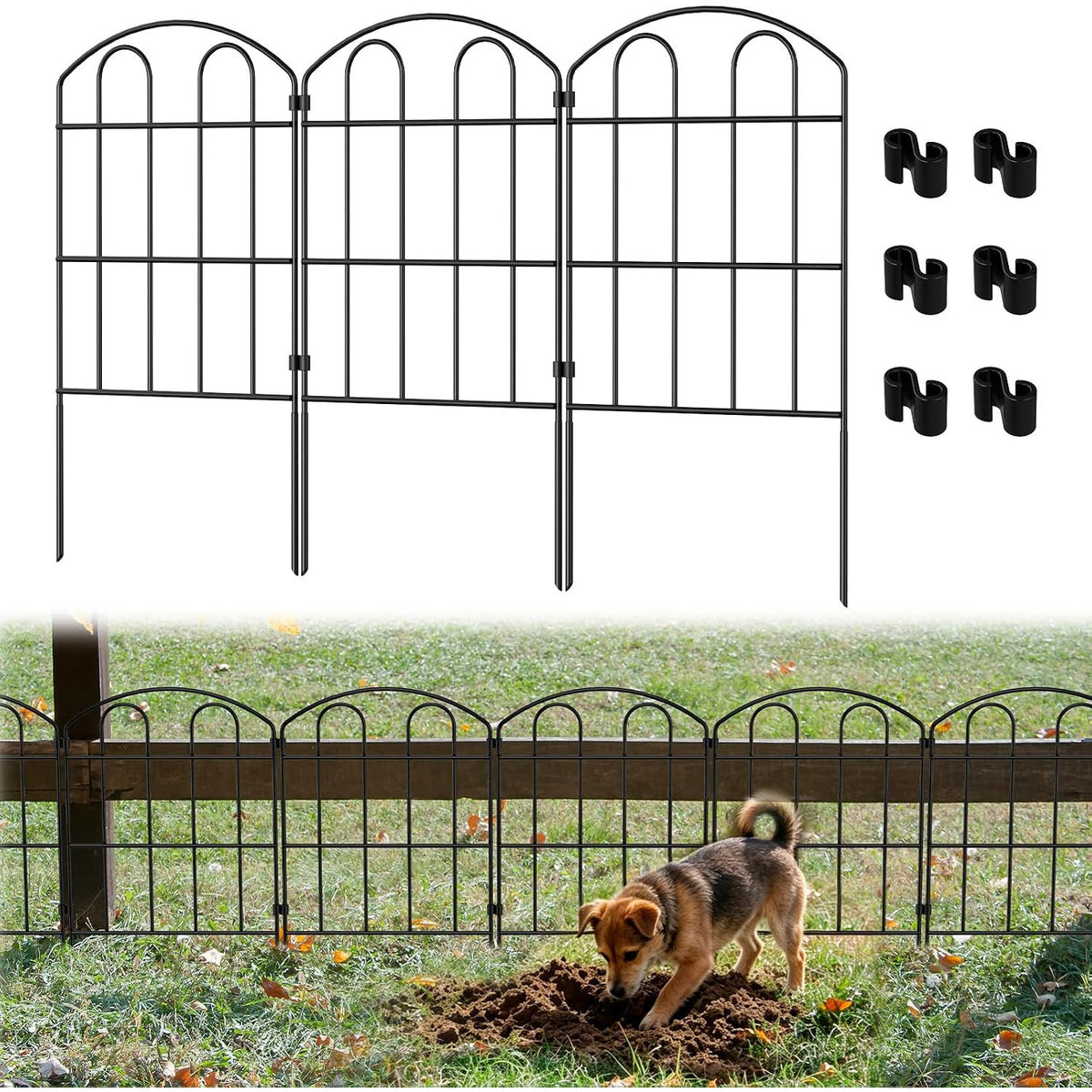 Garden Fence 10 Panels No Dig Picket Fence Outdoor Animal Barrier LIANTRAL