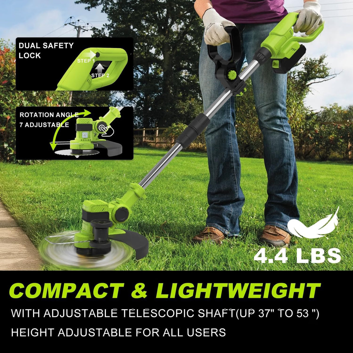 Cordless Strimmer 21V Brushless 30cm Grass Trimmer 2x3.0Ah Batteries Edge Cutter