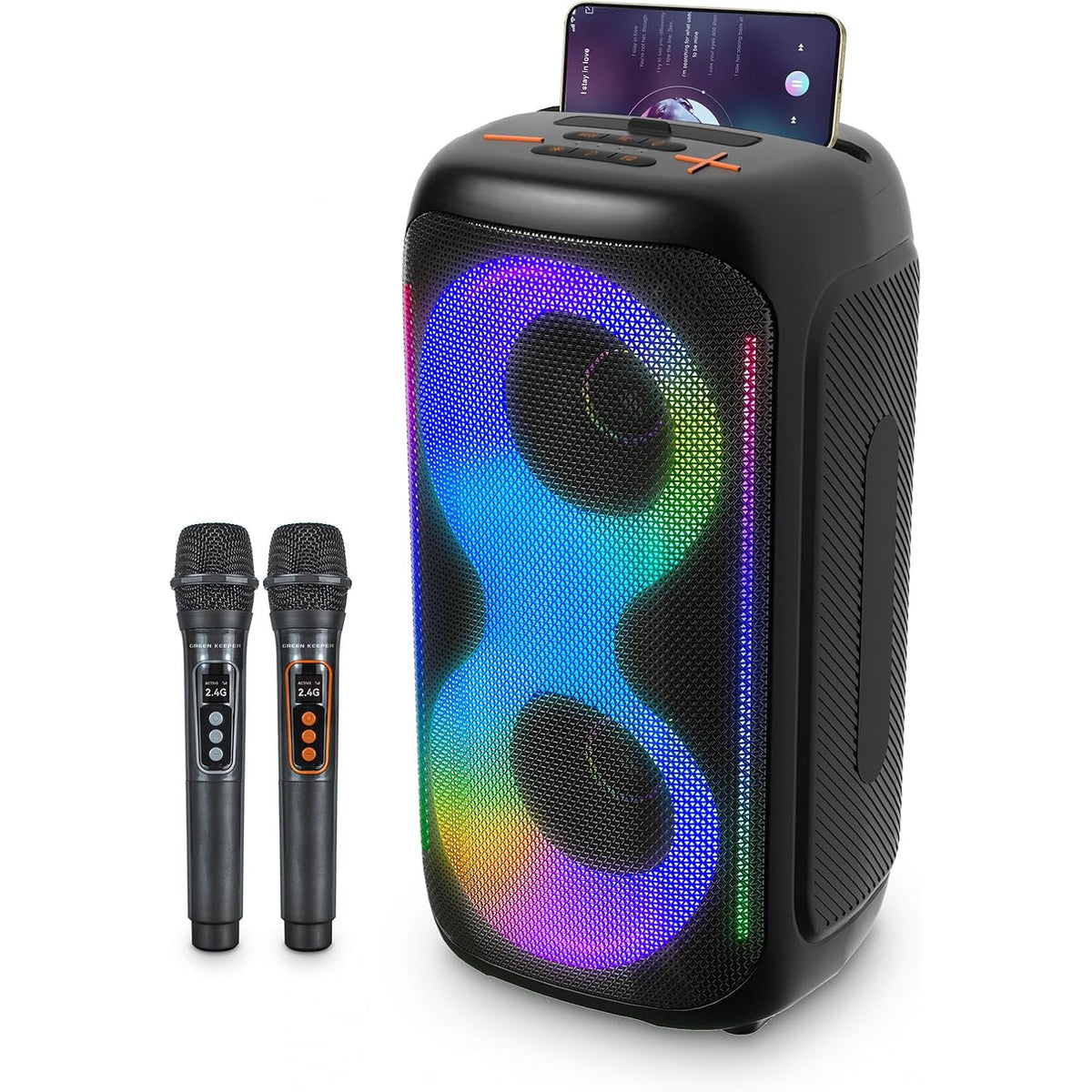 Karaoke Machine Bluetooth Speaker 2 Wireless Mics LED Party PA System GKD40