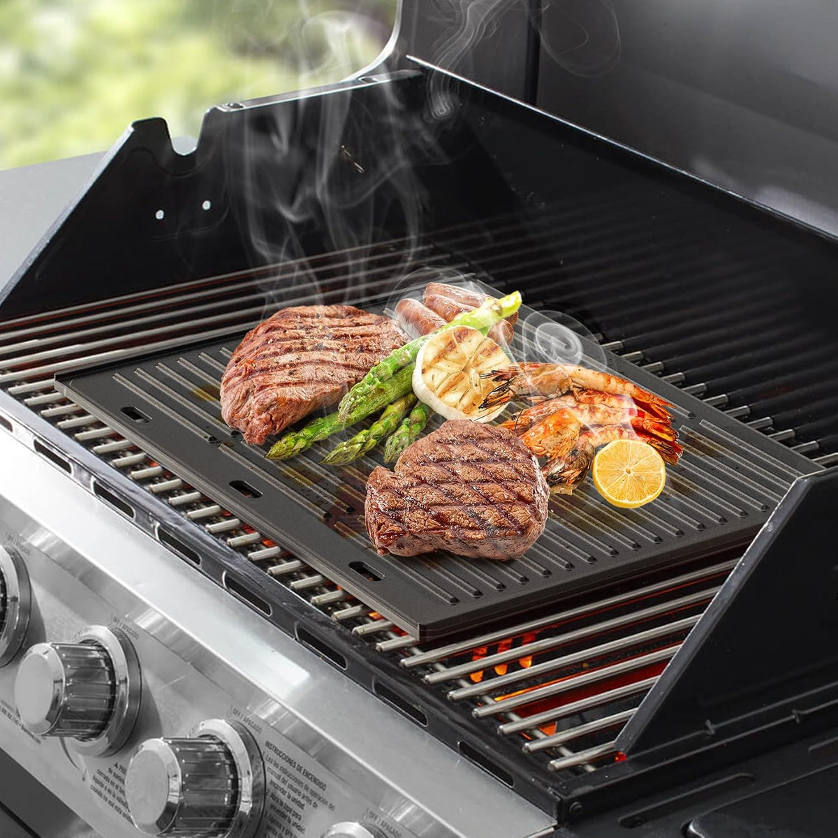 Cast Iron BBQ Griddle Plate 45.5x35cm Universal Outdoor Grill Onlyfire