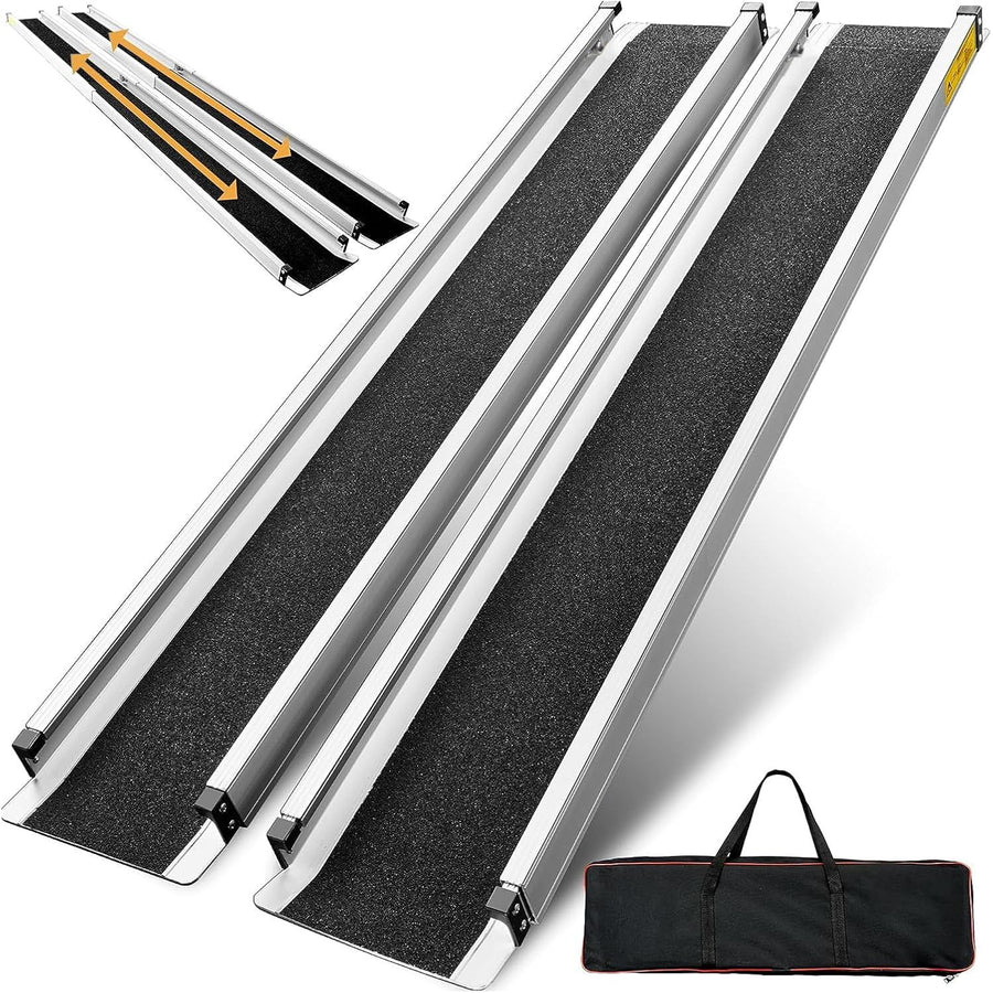 Set of folding ramps with a carrying bag on a white background