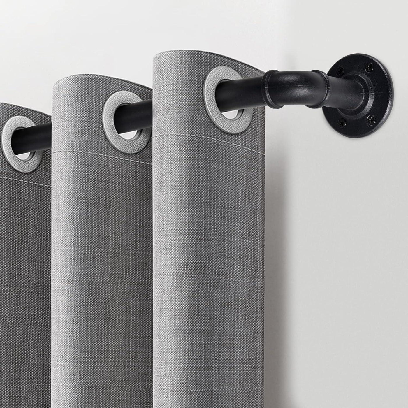 Curtain Poles Black 122cm-218cm for Eyelet Rod Metal Extendable - Massive Discounts