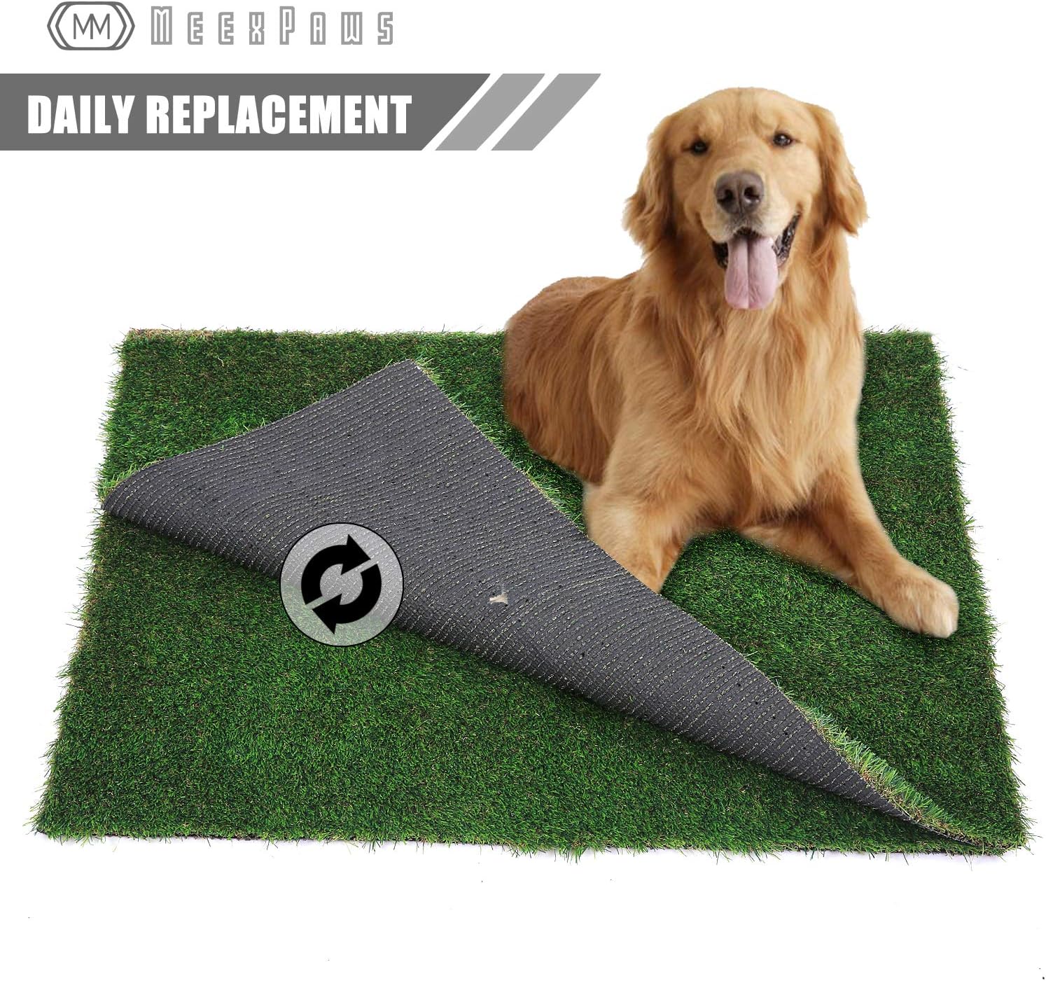 MEEXPAWS 2 x Dog Artificial Grass Pee Pads for Dogs, Rapid Drainage, XL 45x34''