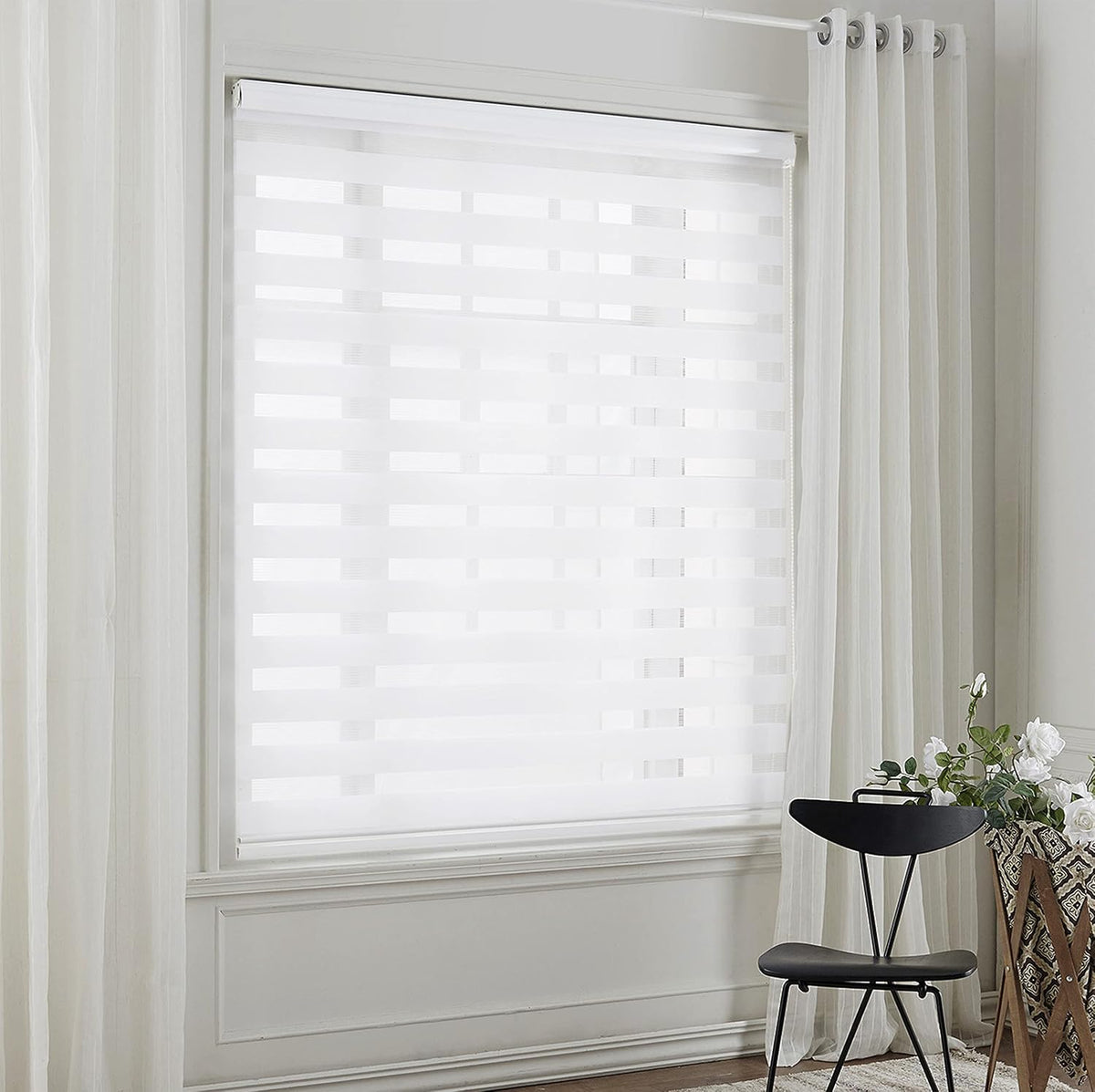 Zebra Roller Blind 120x150cm Day Night Window Curtain White Taiyuhomes