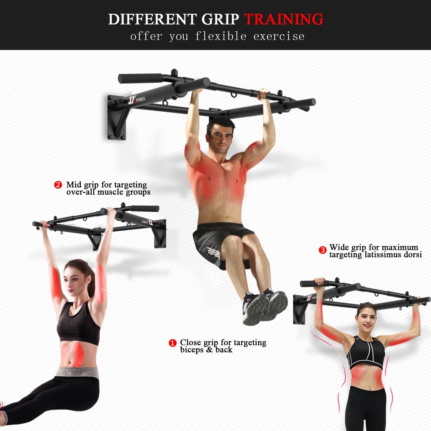 Wall Mounted Pull Up Bar Chin Up Punch Bag TRX Training Home Gym JX FITNESS Bar