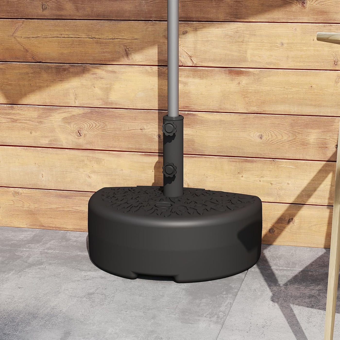 Half Round Parasol Base 57kg Heavy Duty Water Sand Fillable Black Helios&Hestia