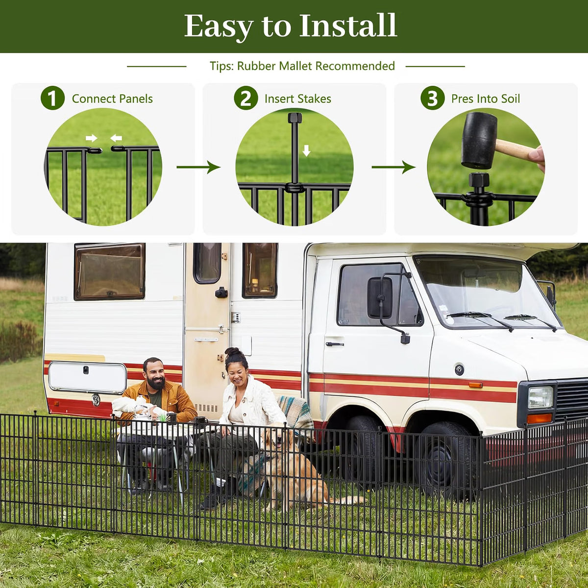No Dig Garden Fence 81cm x 720cm 10 Panels Outdoor Metal Animal Barrier Fencing