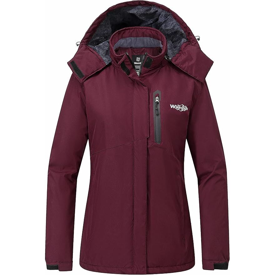 Wantdo Women's Waterproof Windproof Fleece Ski Jacket Wine Red-Massive Discounts