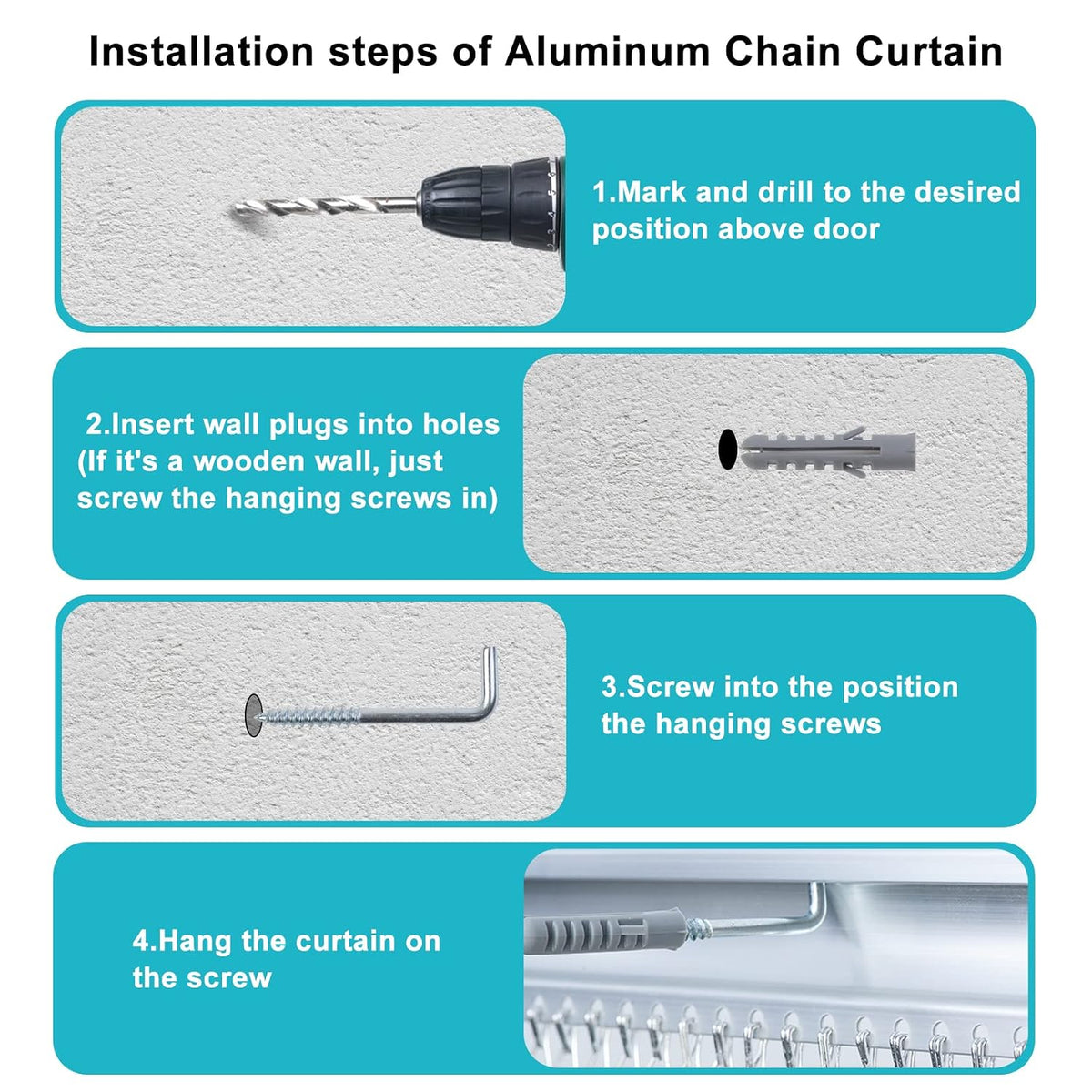 Aluminium Chain Fly Screen 90x200cm Door Curtain Metal Insect Blind Pest Control