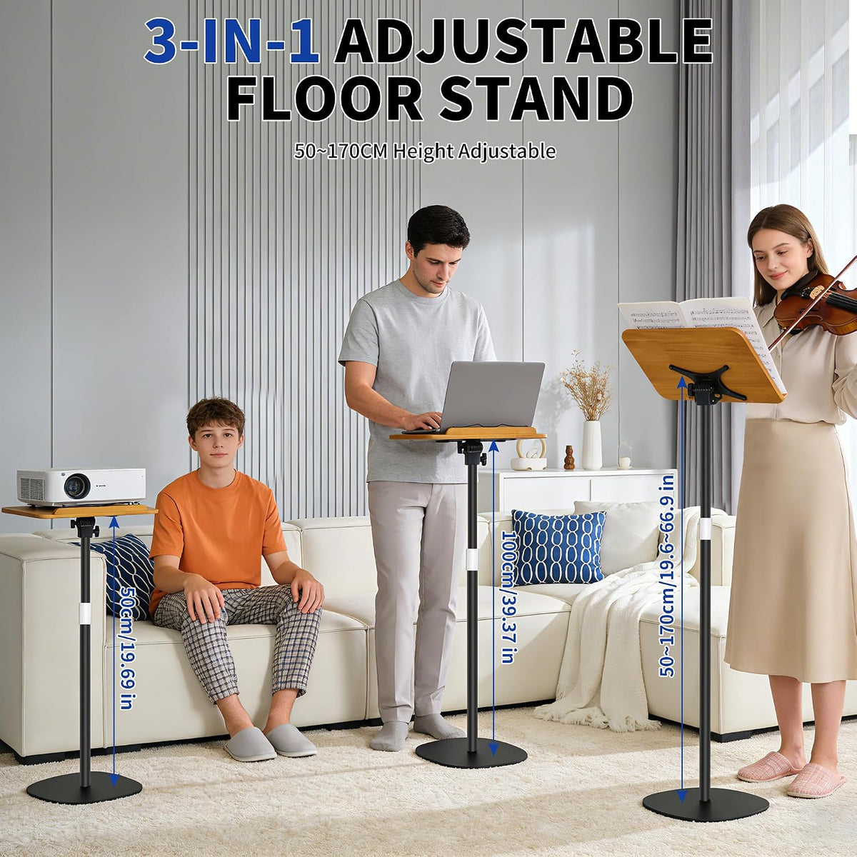 Reading Stand 50-170cm Height Adjustable Foldable Floor Standing Holder OUUTMEE