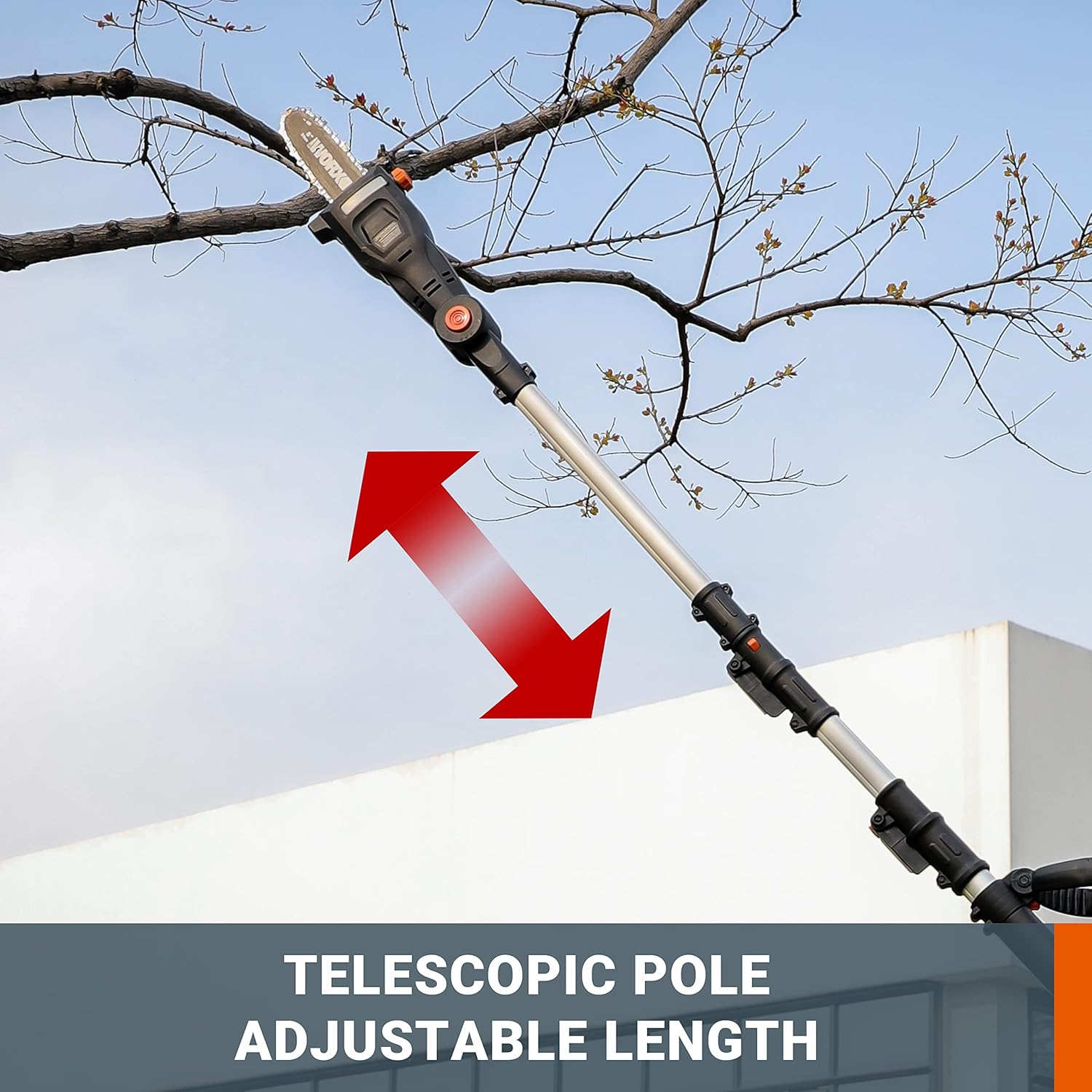 WORX Cordless Pole Chainsaw 18V 20cm Telescopic 3.6m Height WG349E